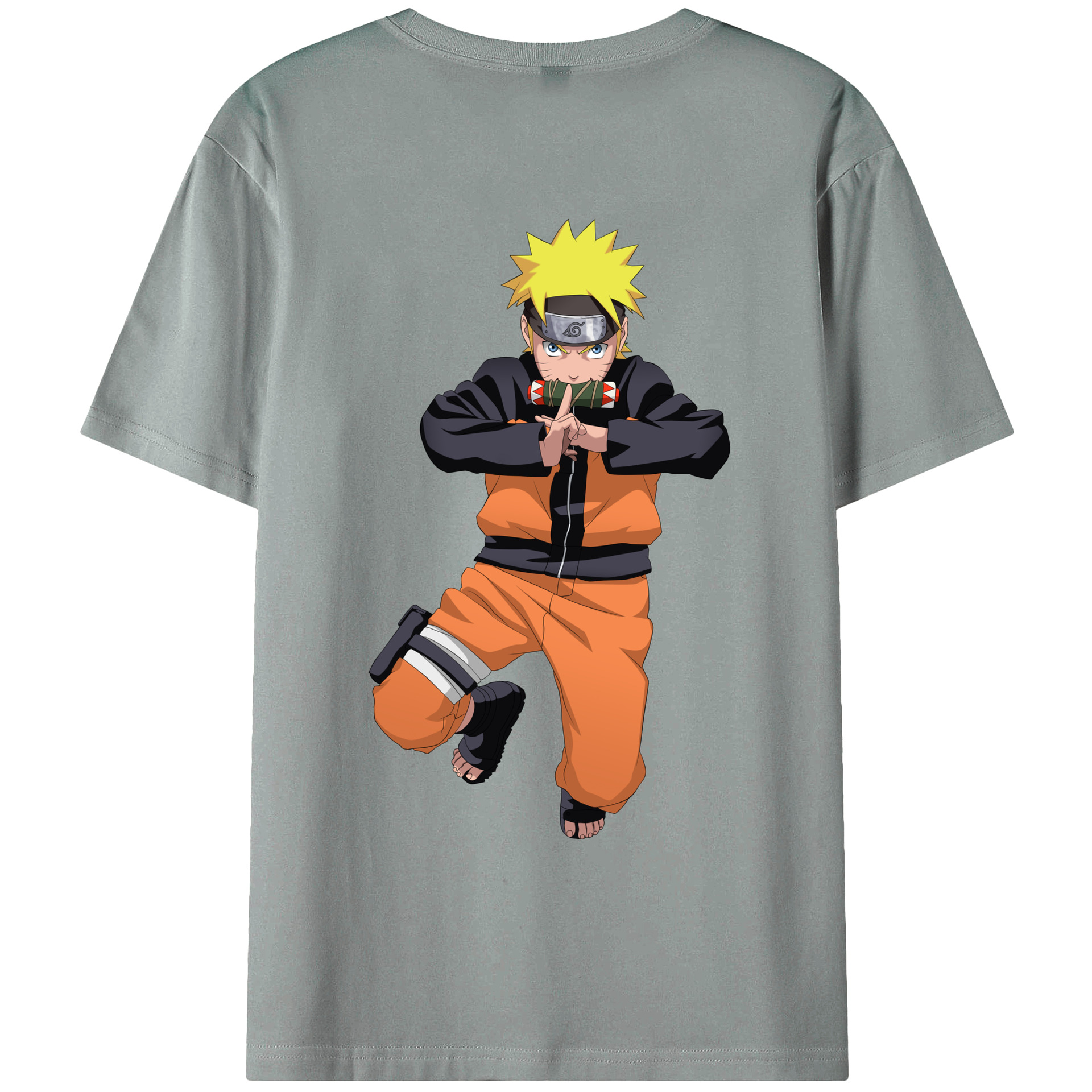 （画像用） NARUTO -ナルト- うずまき ナルト Uzumaki Naruto 綿100％ メンズ半袖Tシャツ（バックプリント） 通気性